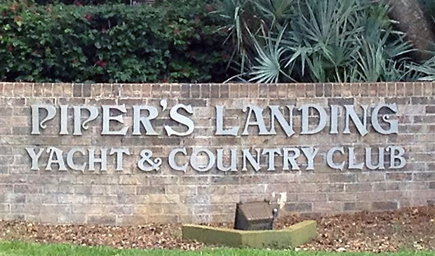 Pipers Landing Entrance Marker in Palm City, Florida.